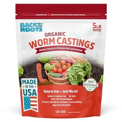 Back to The Roots Organic Worm Castings, Natural Fertilizer & Soil Enhancer, 5lb