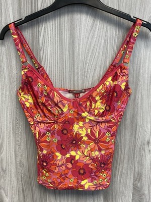 Joe Browns Tankini Oberteil rosa hell bunt Blumen Bügel verstellbare Träger UK8 PD