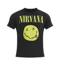 NIRVANA SMILEY LOGO Men’s S (34-36) Graphic T-Shirt Short Sleeve Tee • Black