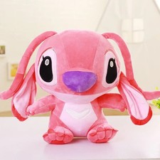 35cm Anime Lilo Stitch Angel Pink Plush Toys Soft Stuffed Doll Pillow Kids Gift