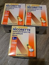3 Boxes Of Nicorette Gum Fruit Chill 160 Pieces 2 Boxes Of 4mg 1 2mg Box