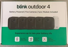 Blink Outdoor 4 Wire-Free Smart Security 5 Camera System with Sync Module Core