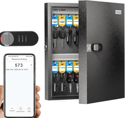 32 Key Lock Box with Dual Lock, Combination & Key Unlock, Key Cabinet Wall Mount