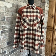 VINTAGE Woolrich Wool Plaid Shirt Jacket Suede Shoulder Patch Men's Size M 16D6