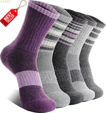 5prs Women Merino Wool Hiking Socks Thermal Warm Winter Boot Crew Cushion - US