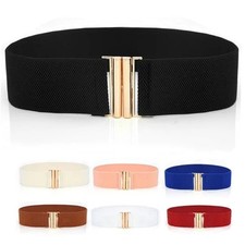 Women Wide Elastic Waist Belt for Dress Down Coat Simple Buckle Cinch Strap
