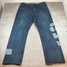 Marithe Francois Girbaud Jeans Mens 40 Blue Baggy Wide Leg Patch Streetwear Y2K