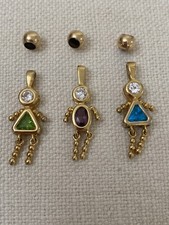 Vintage Sterling Silver 925 Birthstone Dangle Kid Charms Aug-Dec-Feb