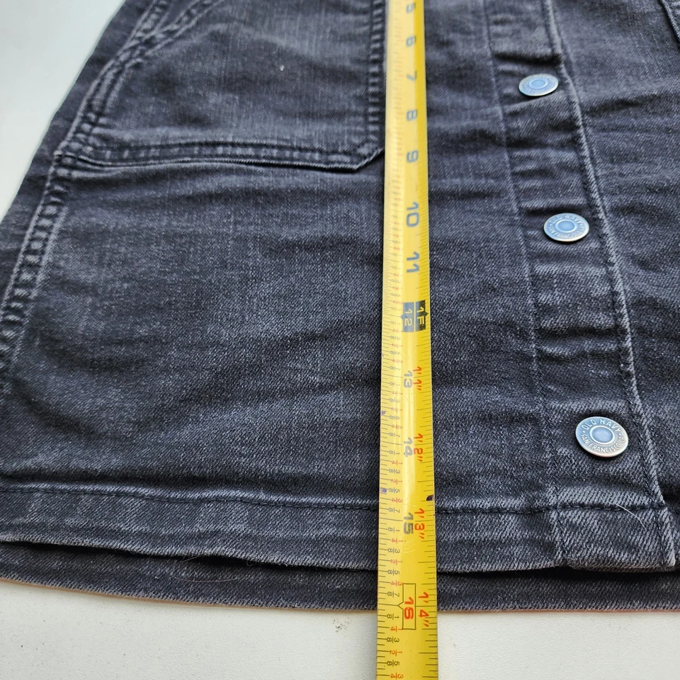Old Navy Girl's Button Front Denim Jean Skirt Black Med Wash Sz XL (14) - Image 2 of 4