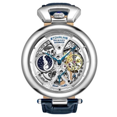 Stuhrling 3919 1 Emperor s Grandeur Automatic Skeleton Dual Time Mens Watch