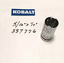 Kobalt   5/16" x 1/4" Dr  Standard Chrome Socket 6 Pt # 337776 Free Shipping