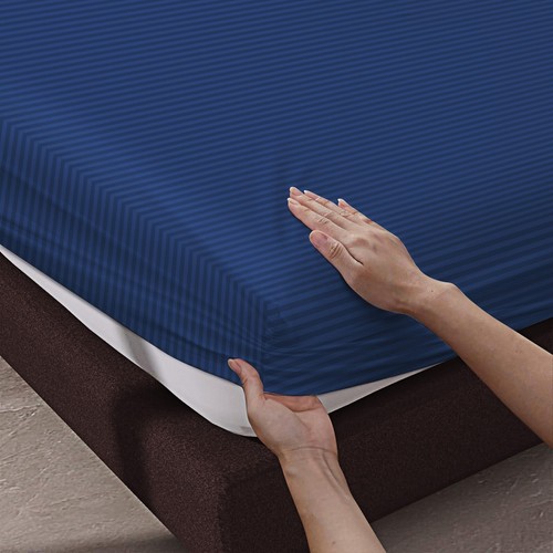 Egyptian Stripe Fitted Sheet 30 Cm Deep Bed Sheets Single Double King Super King - Picture 17 of 125