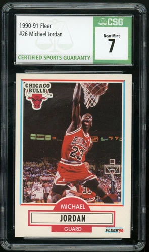 MICHAEL JORDAN 1990-91 Fleer #26 Chicago Bulls Hall of Fame CSG 7 NM Near Mint