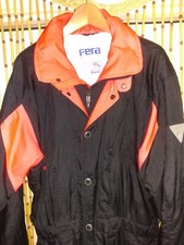 Vtg 80s 90s FERA Neon Orange Black Ski Snowsuit pant Nylon 1 Piece Rare L 42 men