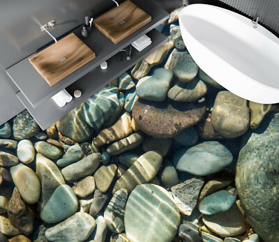3D Green Pebble SKE1251 Floor Wall Paper Wall Print Decal Wall Deco Bea