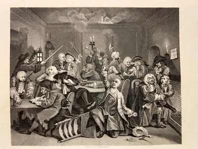 THE RAKES PROGRESS PROFESSORS 1833 WILLIAM HOGARTH ANTIK STAHLSTICH ENGRAVING 6 - Bild 1 von 4