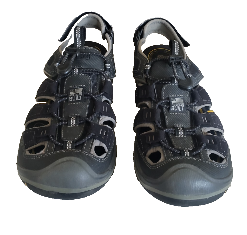 Scarpe sandali KEEN Rialto uomo 11 pelle nera sport escursionismo made in USA lacci elastici