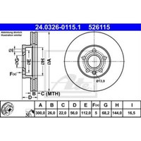 ATE 2X Bremsscheibe Vorne 3000 BelüFtet FüR VW Sharan 7M8 7M9 7M6 24.0326-0115.1