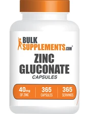 BulkSupplements Zinc Gluconate 365 Capsules - 40mg per Serving