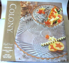 COLONY "ROYAL ORNATE" 2-PIECE CHIP and DIP SET WITH BOX  (INDIANA GLASS)