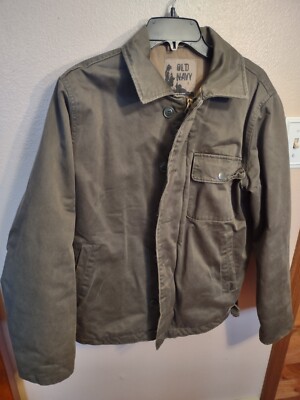 Old Navy Mens Jacket Coat M DARK KHAKI Utility Chore Hunting