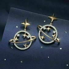 925 Sterling Silver 1.90 Ct Round Simulated Diamond Women's Drop Dangle Earrings