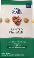 12 LB Natural Balance Limited Ingredient Adult Healthy Grains, Lamb Brown Rice