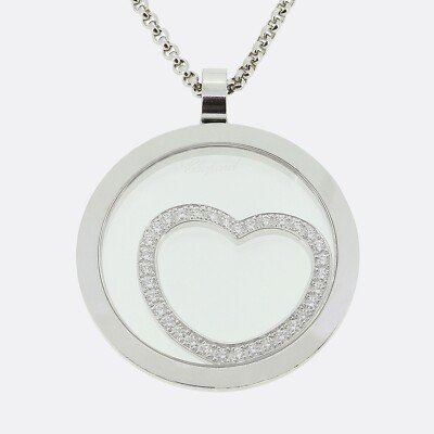 Chopard Happy Spirit Diamant Herz Anhänger Halskette - 18kt Weißgold