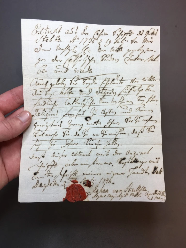 JESUIT ANTIQUE MANUSCRIPT ANCIENT DOCUMENT WITH STAMP 1736 YEAR - Image 4 of 4