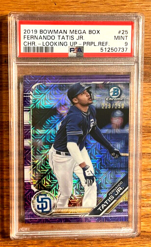 2019 Bowman Mega Box Fernando Tatis Jr /250 Chrome Purple Refractor #25 PSA 9 RC