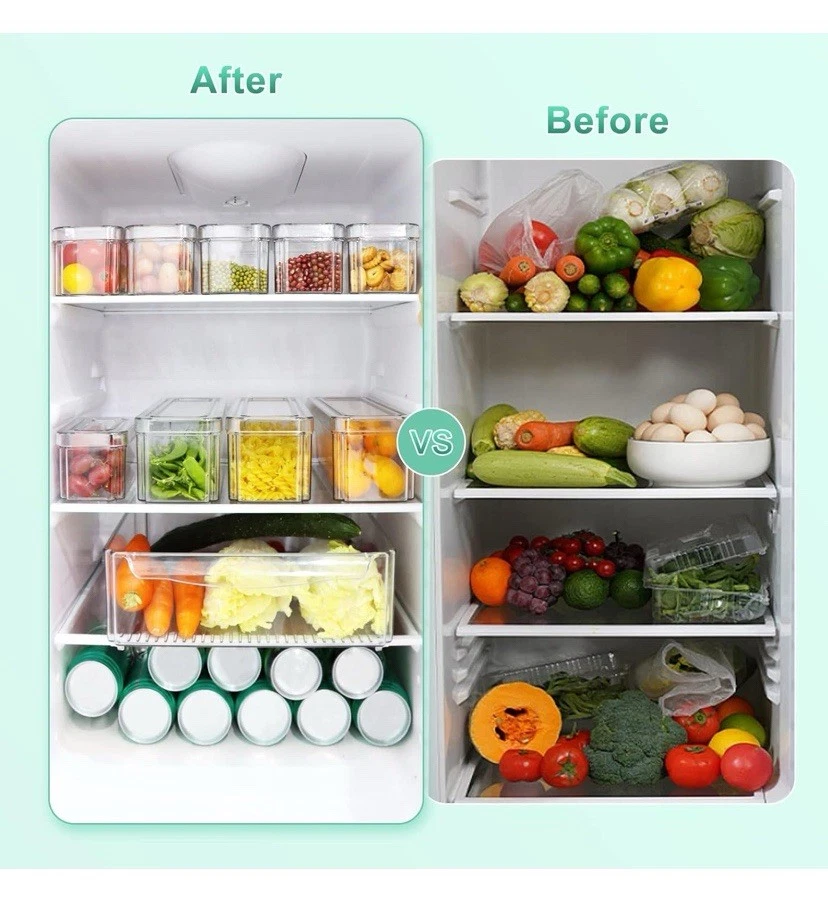 Set of 10 Fridge Organiser Kitchen Fridge Box Holder Cupboard Storage Container - Image 4 of 4