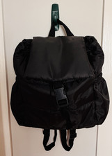 Black Polyester Backpack Small 20L Flap Top Buckle, Adjustable Straps