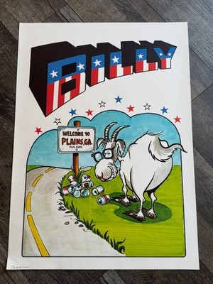 BILLY BEER Vintage Poster 1979 Breweriana Billy Carter Goat Georgia Jimmy Carter