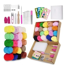 Needle Felting Kit,Wool Roving 20 Colors Set,Tools for Felted Animal Needle Felt