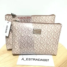 Guess Cosmetic Travel Make Up Toiletry Pouch Bag Junction Travel 2Pcs Blush/Pink