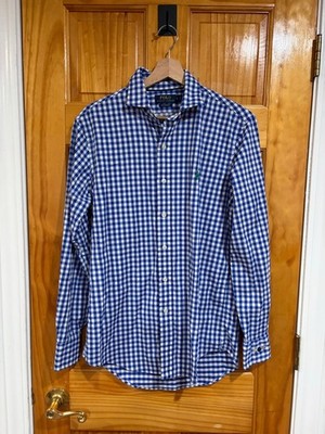 Polo Ralph Lauren Performance Blue White Gingham Button Down Olympic 2016 Small