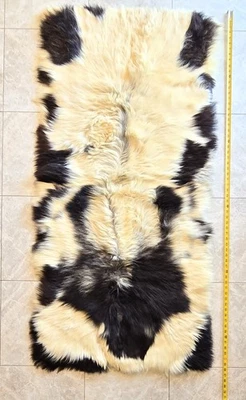 NOS Vintage Tibet Goat Fur Rug Long Hair Goatskin Patchwork Plate Hide Carpet - Bild 1 von 4