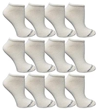 12 Pack Yacht & Smith Womens Cotton Liner Training Socks Size 9-11 (White)
