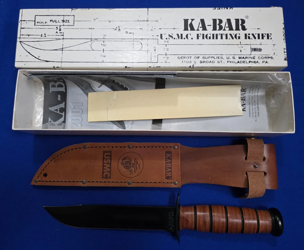 KA-BAR Leather Handle Combat Collectible Vintage Fixed Blade