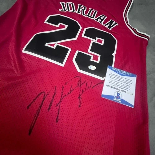 Michael Jordan SIGNED Chicago Bulls NBA #23 Jersey Red- COA Beckett