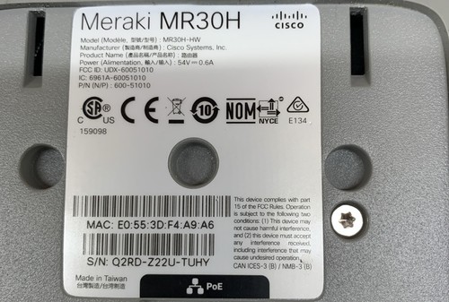 UNCLAIMED CISCO MERAKI MR30H-HW BUSINESS WI-FI MR30H CLOUD MANAGED AP T7-B2 - Afbeelding 6 van 6