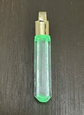 14K Solid Gold GLOWING Green- Blue Natural Aquamarine Gemstone Crystal Amulet!