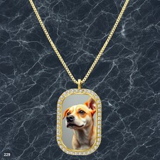 Stunning Cute Dog Puppy Pendant Necklace Printed Design Sparkling Gold Tone Best