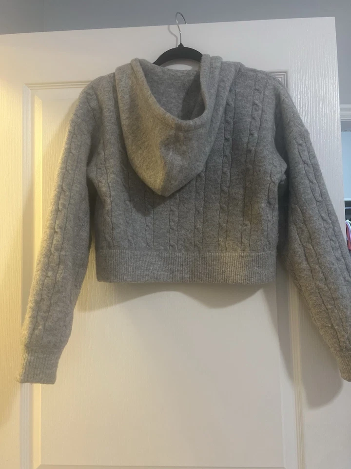 Suéter Victoria's Secret ROSA Dormir Cremallera Completa Tejido con Cable Gris Suave Corte XS Foto 2 de 2