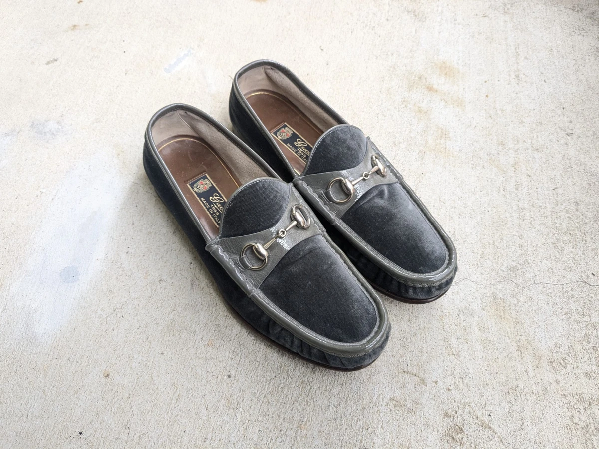Gucci Horsebit Loafers Gray Velvet Patent Leather Men 9.5 Gucci Horsebit Loafers Gray Velvet Patent Leather 9.5 main image 2