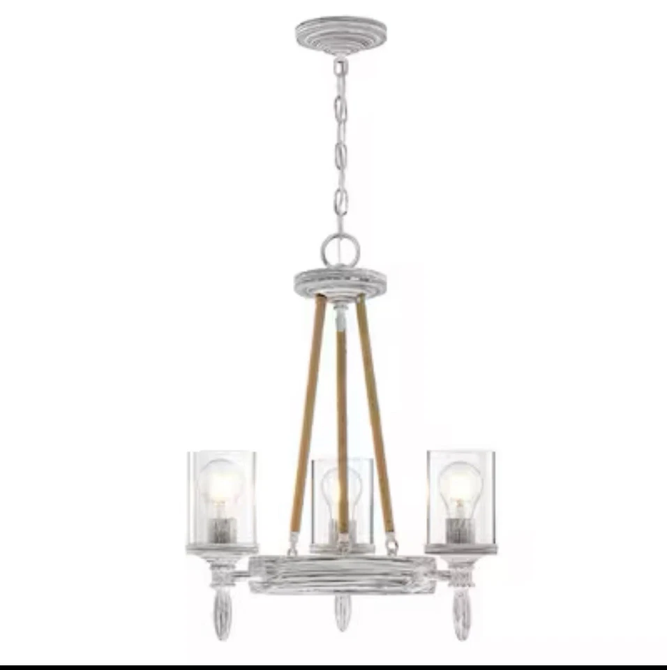 allen + roth Huntington 3 -Light Distressed White Coastal  Chandelier 2650P - Image 2 of 4