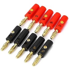 10pcs 4mm Gold Plated Banana Plugs - Screw-Fixed Speaker Wire Audio Connectors