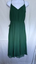 ASOS Size 6 Women's Midi Cocktail Dress Green Pleated Skirt Tie Waist Christmas