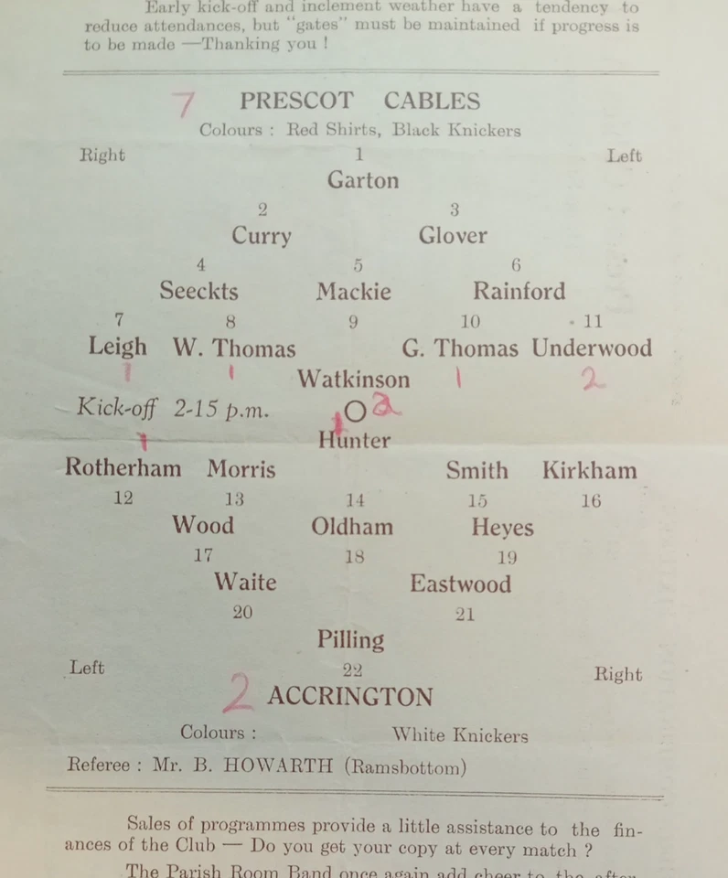 RARE football programme: Prescot Cables v Accrington Stanley 1945-1946 - Image 2 of 2