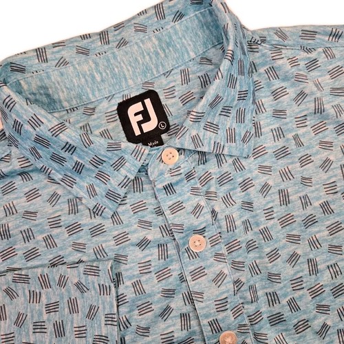 FootJoy Lisle Skeched Print Performance Golf Polo Herren Größe LARGE aquablau - Bild 1 von 8